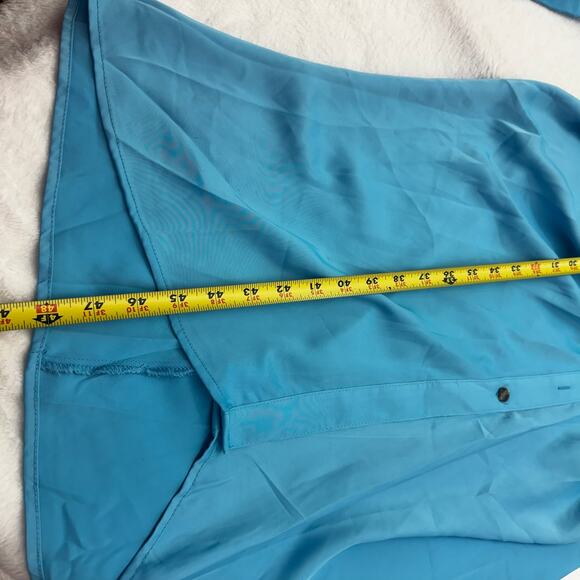 NWT BTFBM Blue Button-Down Ruched Midi Shirt Dress Size L Belted Office Career - Picture 10 of 11